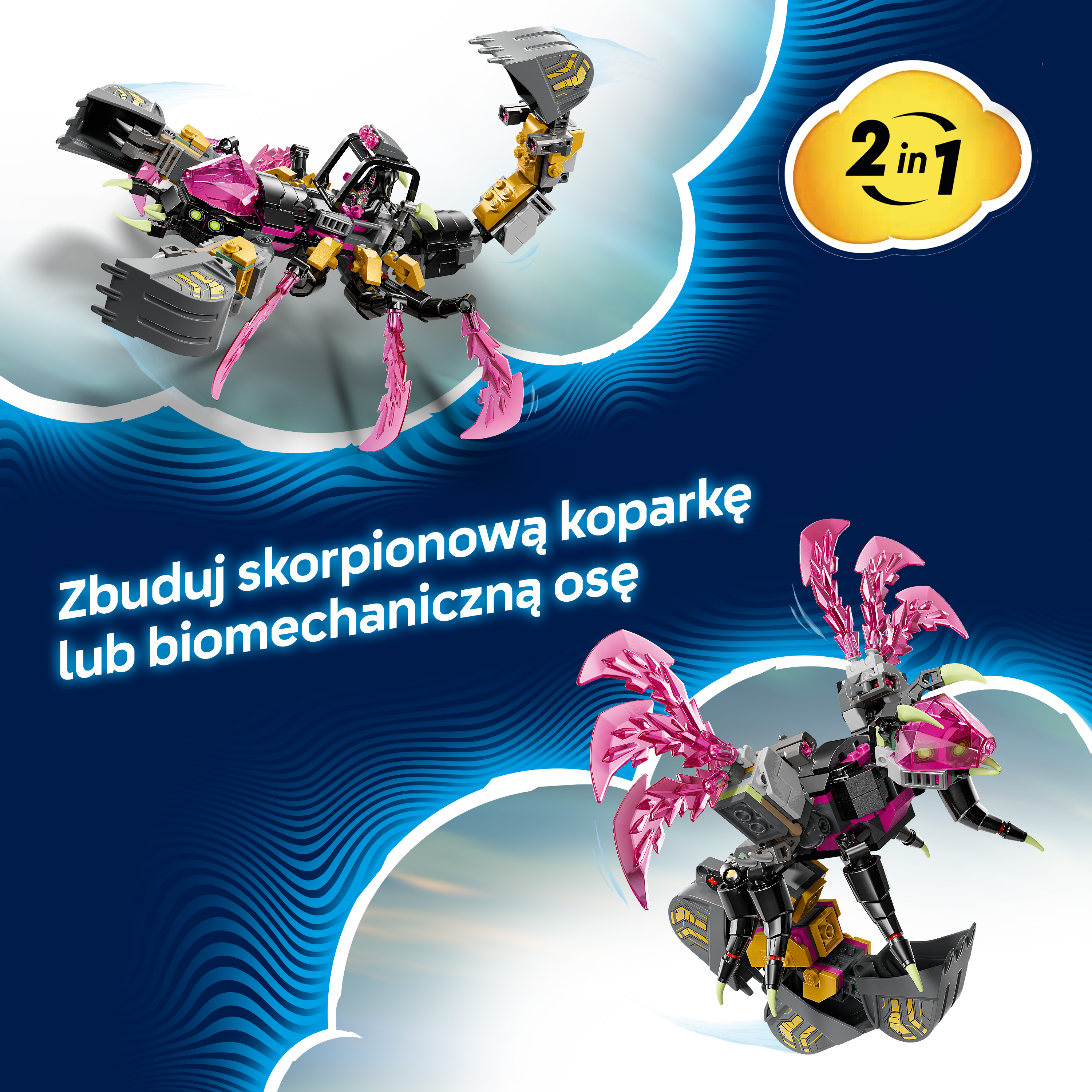 Koparka skorpion Lego i biomechaniczny mech Lego.