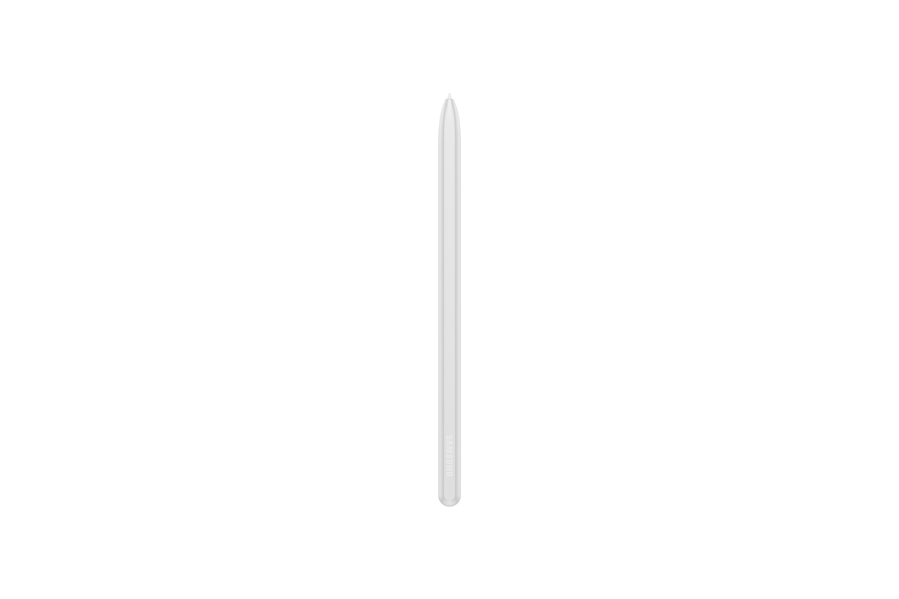 Biały rysik z logo Samsung na białym tle.
