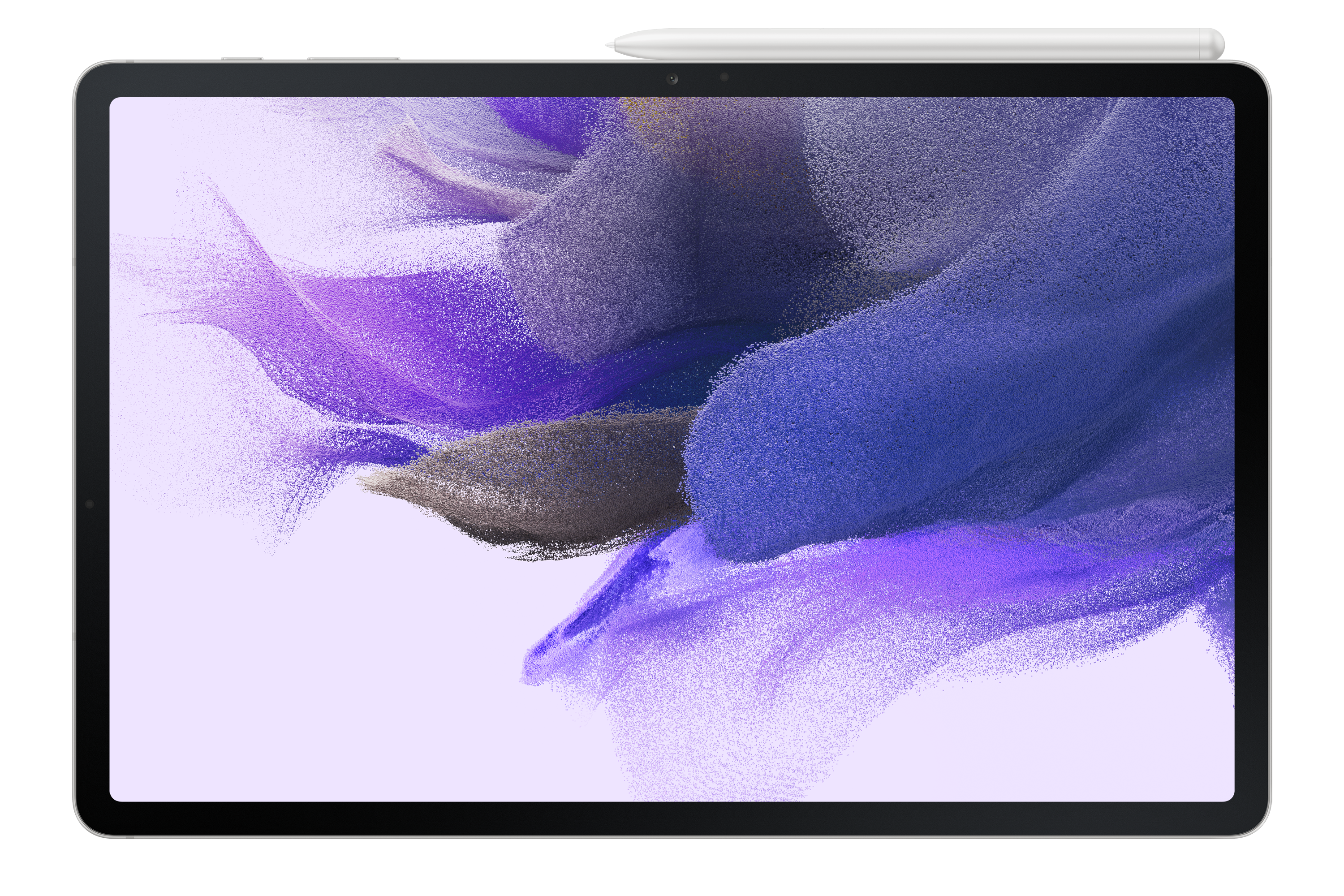 Tablet ze stylusem, wyświetlający kolorowe, abstrakcyjne tło.