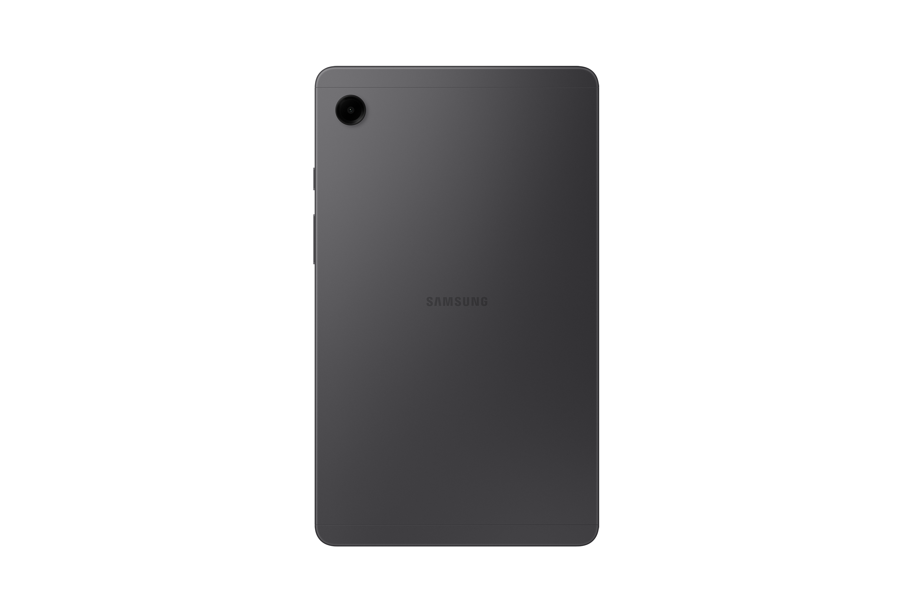 Tył szarego tabletu Samsung z obiektywem aparatu i logo.