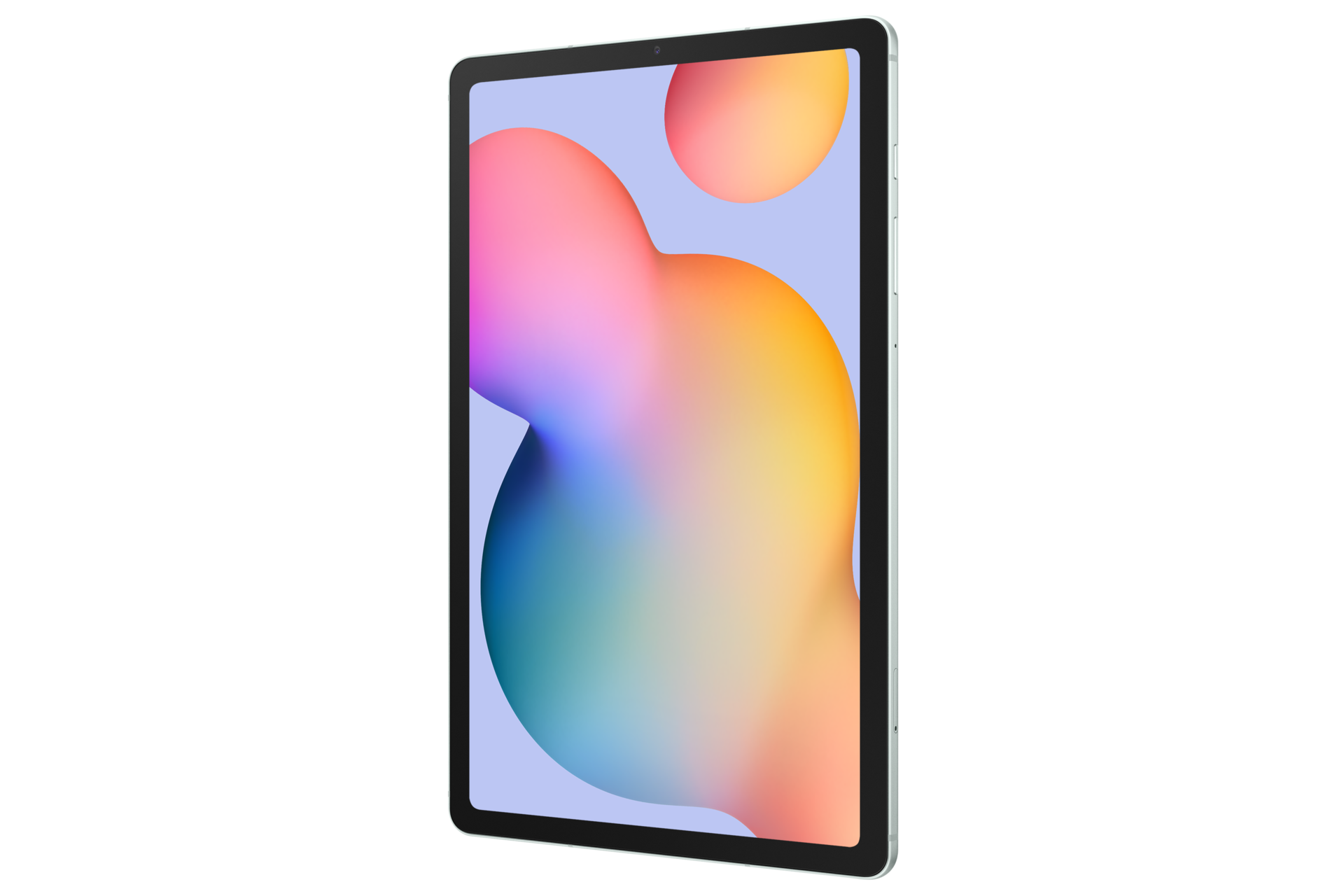 Elegancki tablet wyświetla kolorowe, abstrakcyjne tło na ekranie.