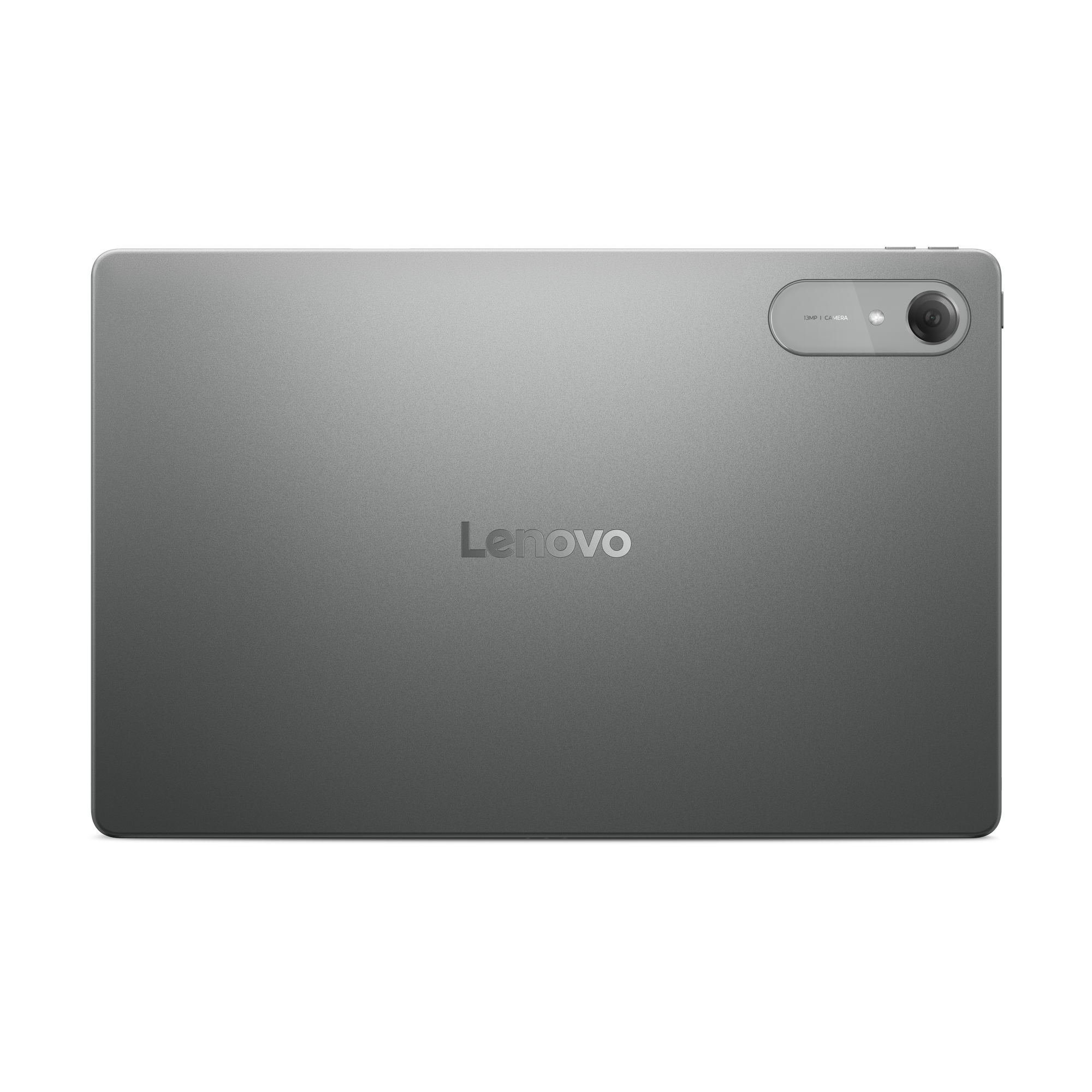 Graues Lenovo-Tablet mit 13MP-Kamera auf der Rückseite.