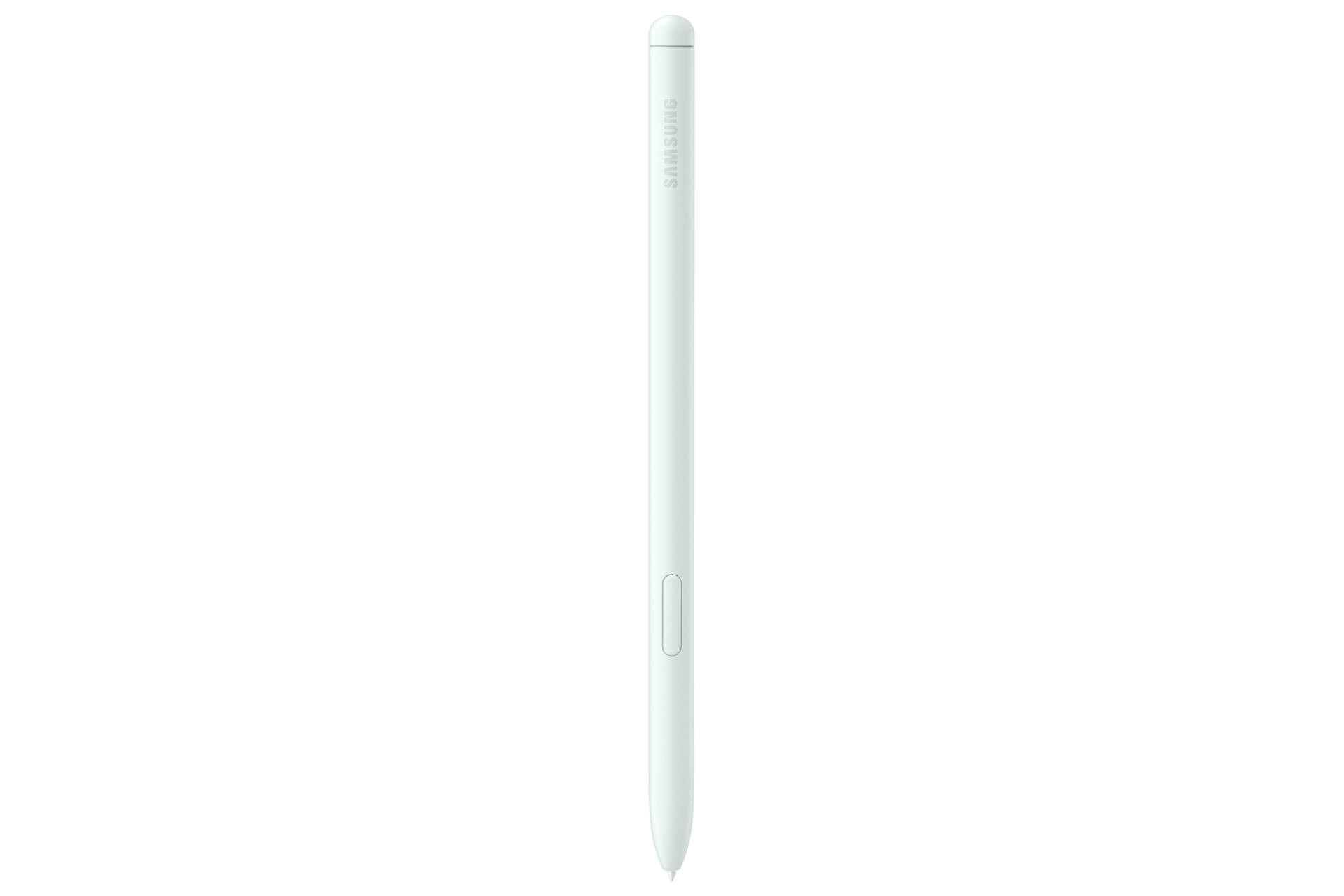 Jasnozielony Samsung S Pen ze srebrną końcówką i pierścieniem.