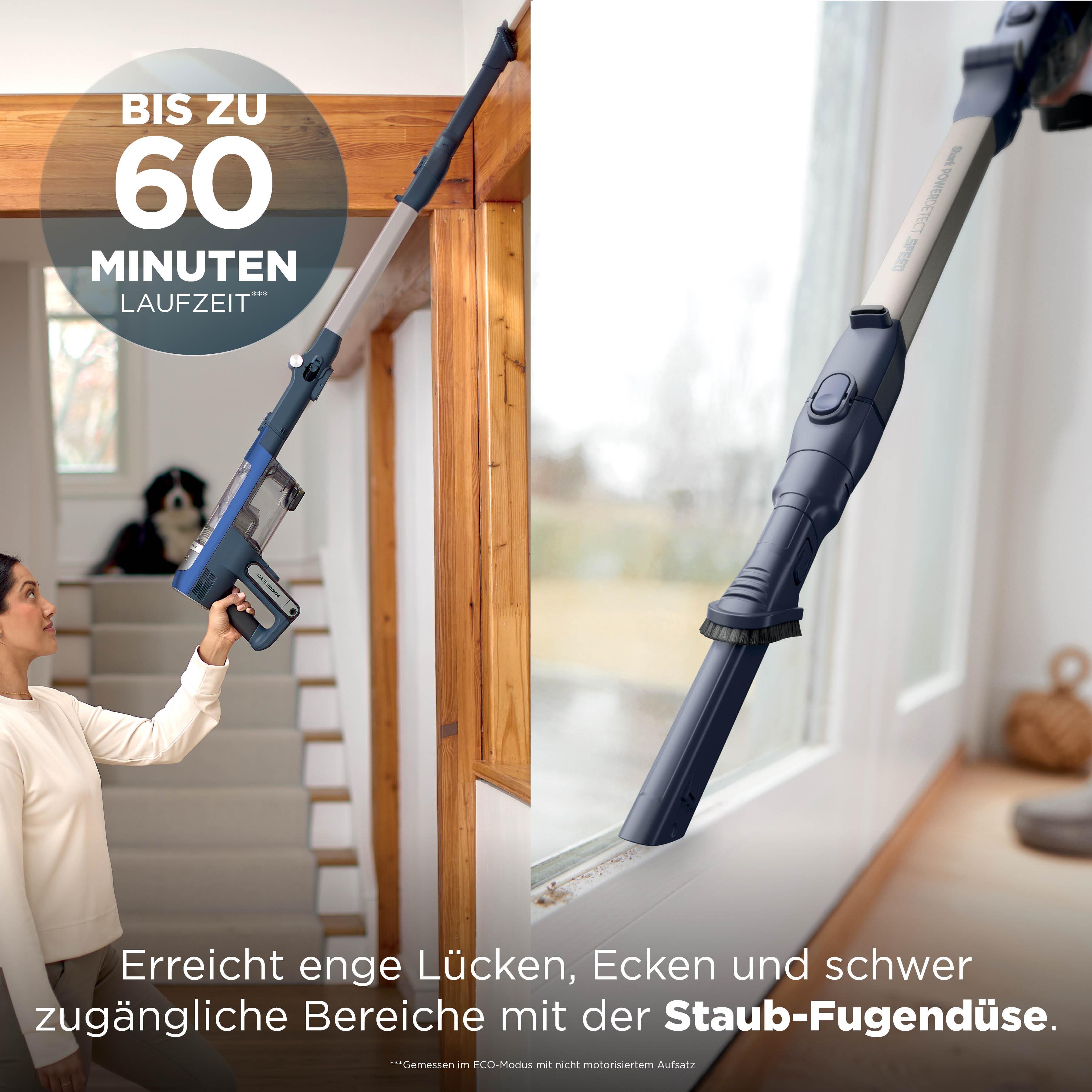 Ein Staubsauger wird zur Reinigung von Ecken und schmalen Bereichen verwendet.