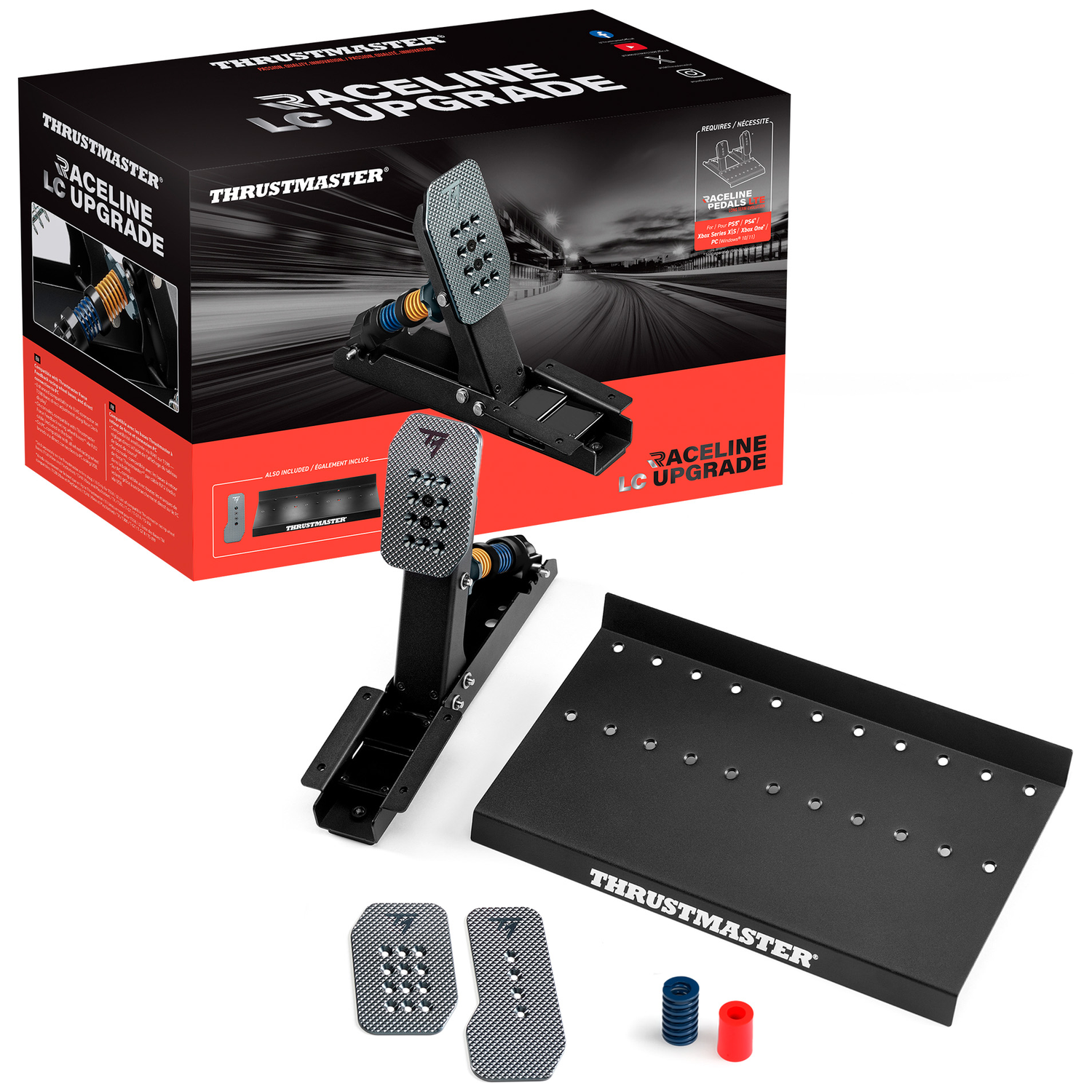 Thrustmaster Raceline LC Upgrade gaming pedalen met doos en accessoires.