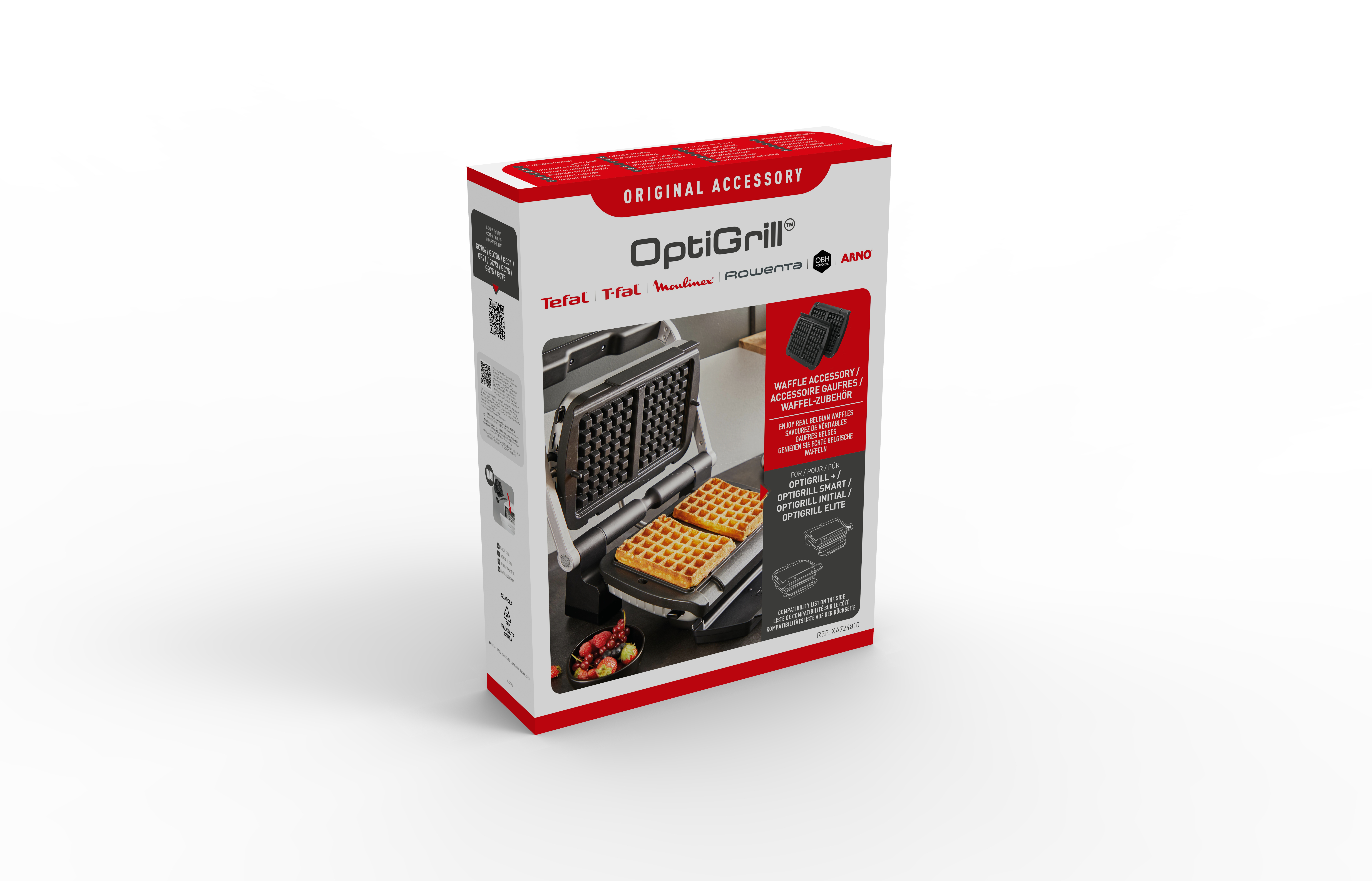 OptiGrill gofris kiegészítő doboz két gofrival és gyümölccsel.
