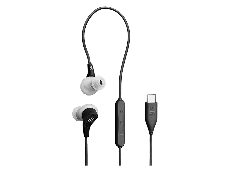 Auriculares deportivos - JBL Endurance Run 3 USB-C, Con Cable, Resistentes al agua y polvo, Negro/Gris