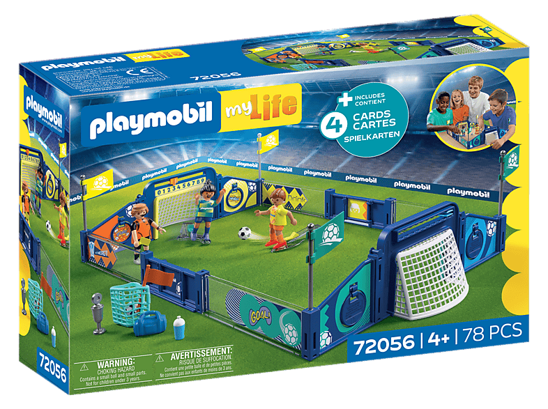 Playmobil 72056 My Life: Fussball Arena Spielfeld mit Schussmechanik und 2 Toren (Ab 4 Jahren) Spielfigur