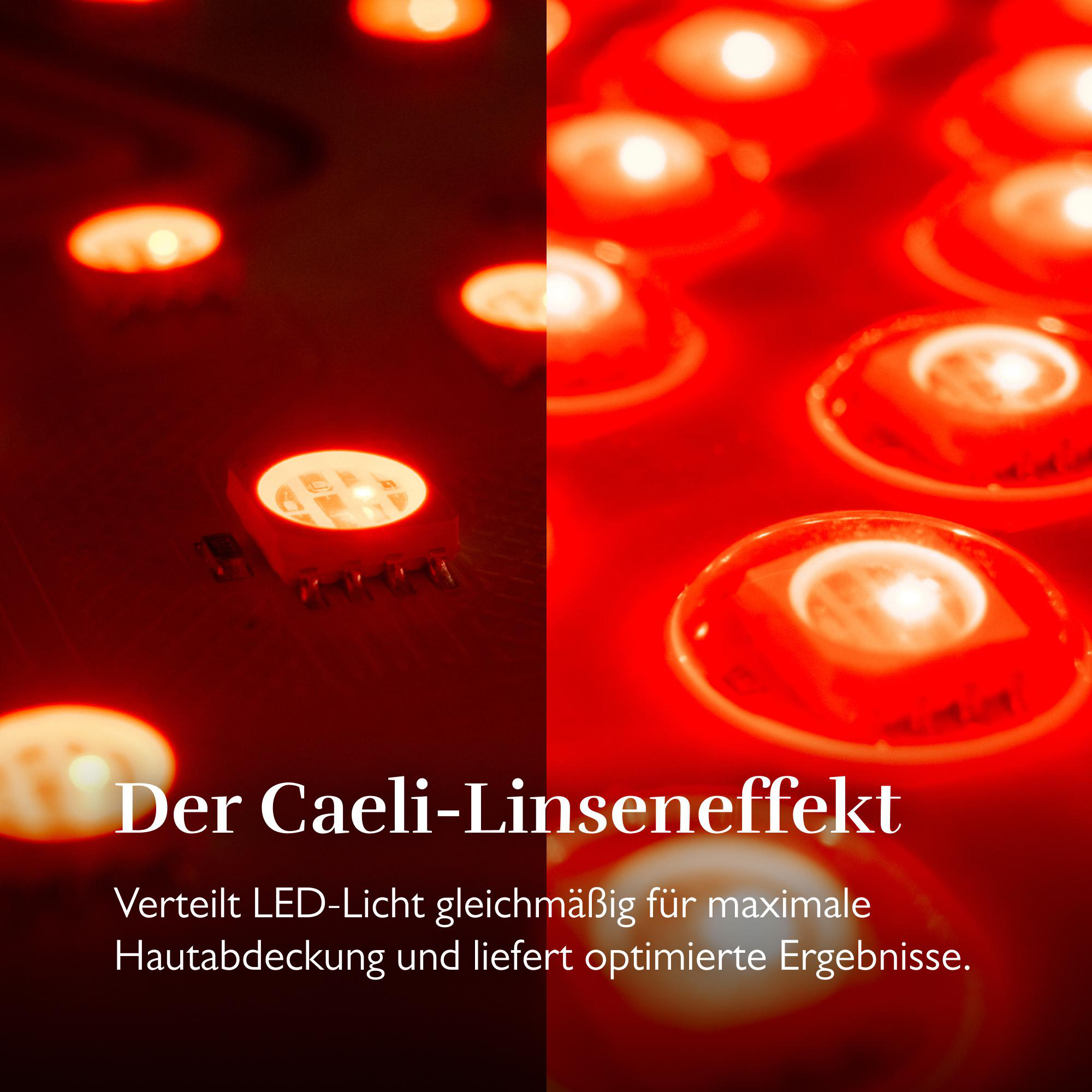 Rote LEDs mit Linsen verteilen Licht für Hautabdeckung.