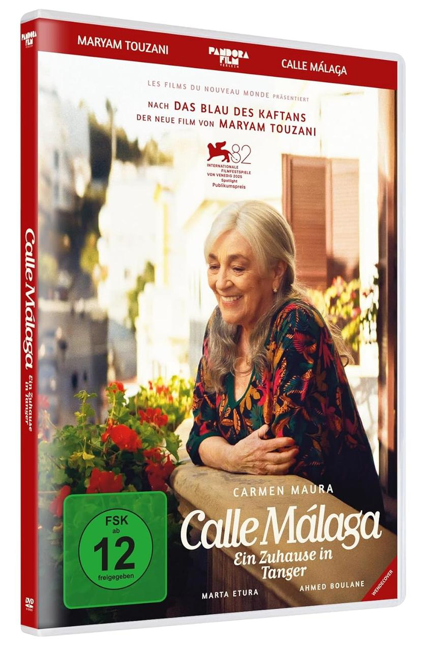 DVD-Cover: Ältere Frau mit buntem Kleid lächelt, im Vordergrund rote Blumen und FSK-Siegel.