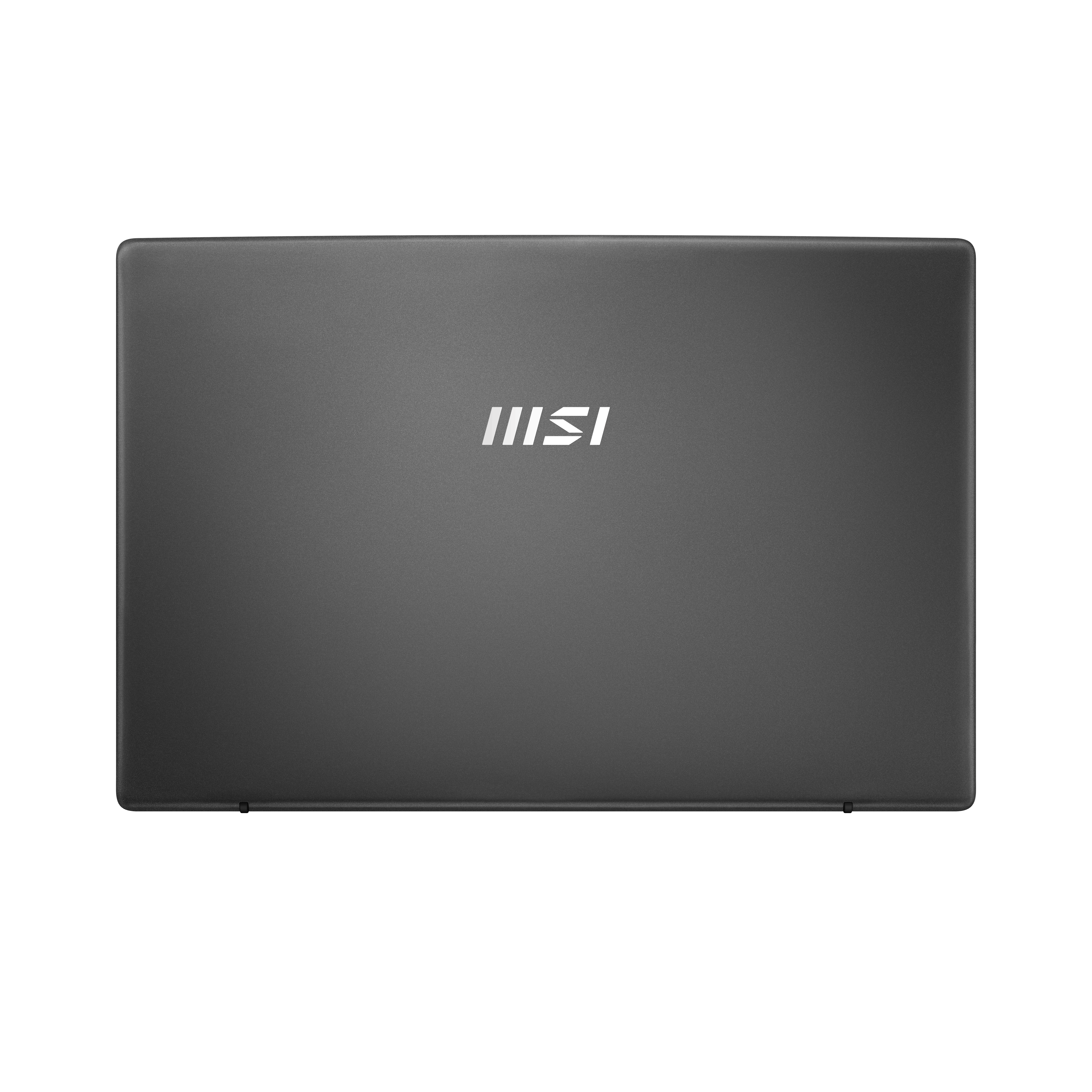 Ordinateur portable MSI gris fermé avec logo au centre.