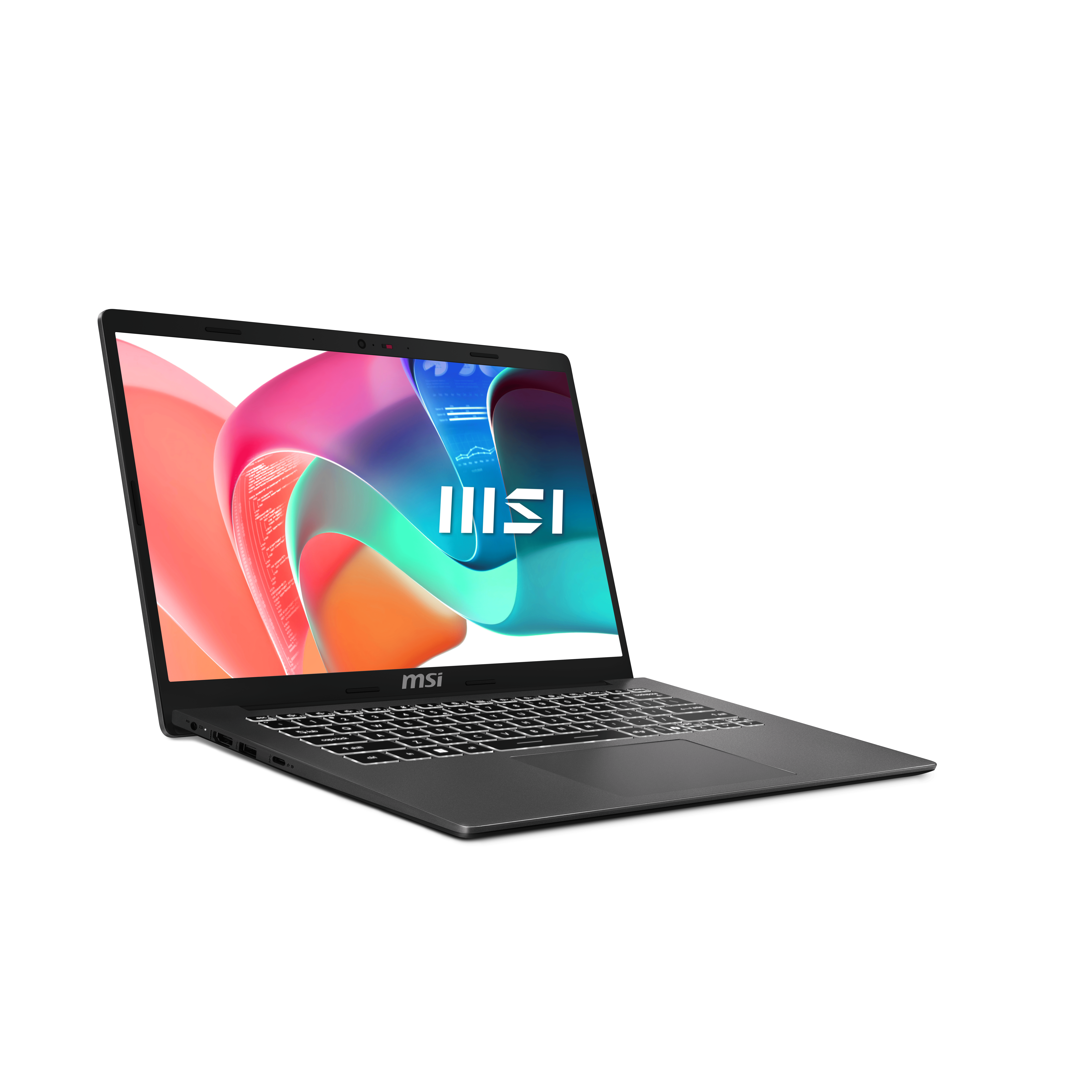 Un ordinateur portable ouvert affichant le logo MSI sur son écran et clavier.