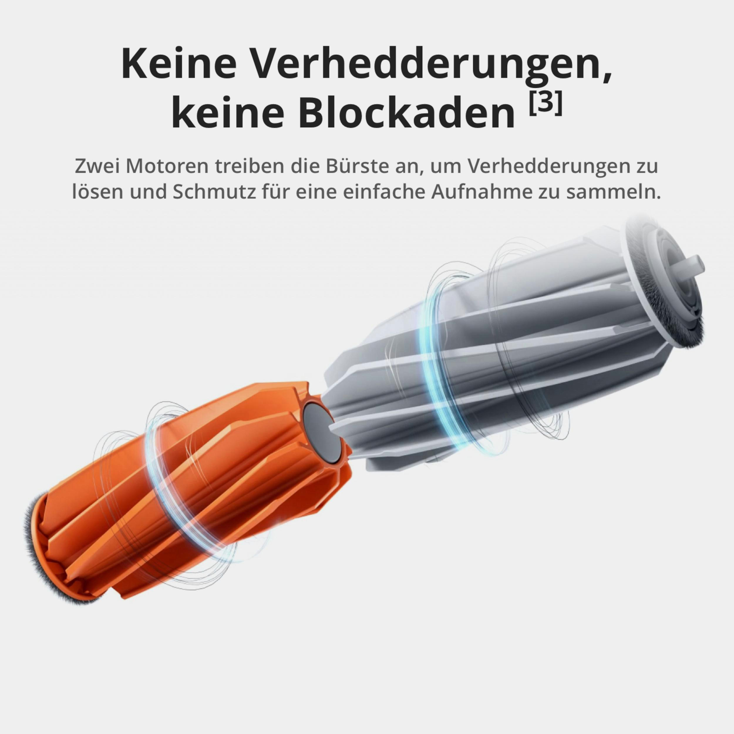 Orange und weiße Bürstenköpfe mit blauen Ringen