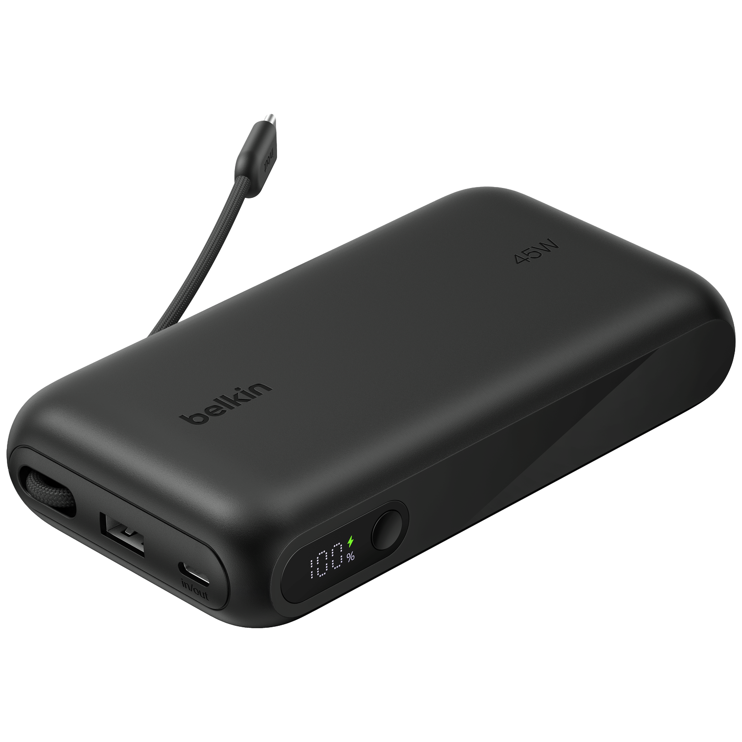 Belkin Boostcharge 20.000 Mah – 45w Pd Met Display & Geïntegreerde Kabel (usb-a + Usb-c) Powerbank Zwart