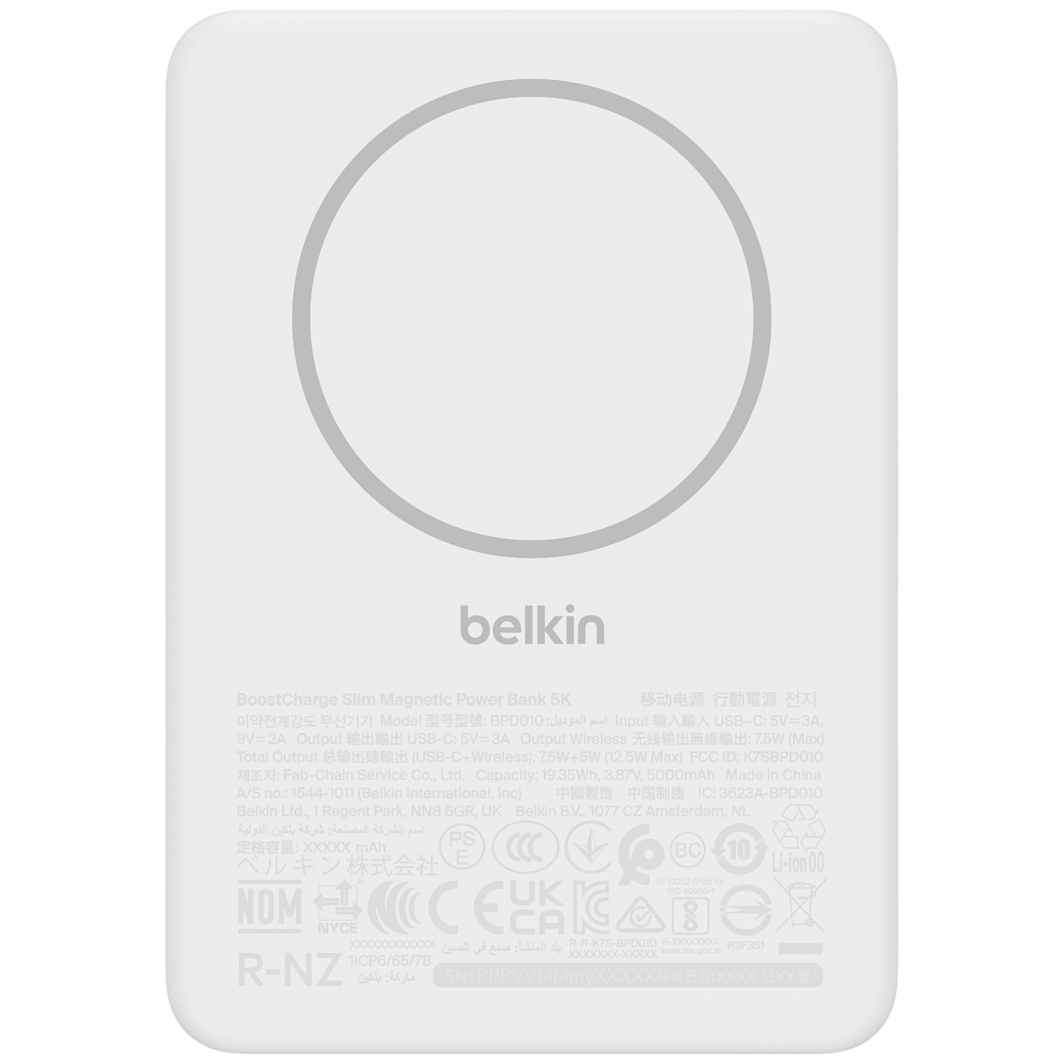 BELKIN BoostCharge Slim Magnetische 5.000 mAh 7.5W Draadloze powerbank
