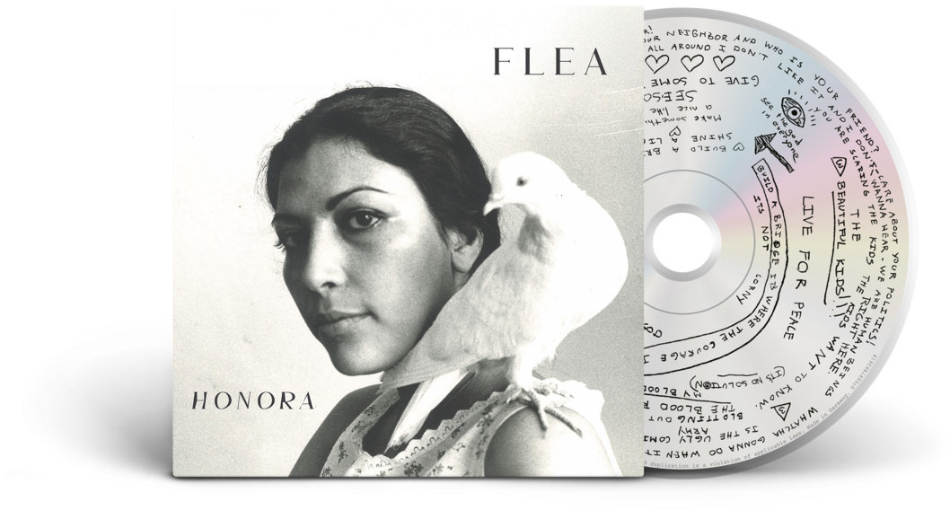 Egy férfi galambbal a vállán, album borítója és CD.