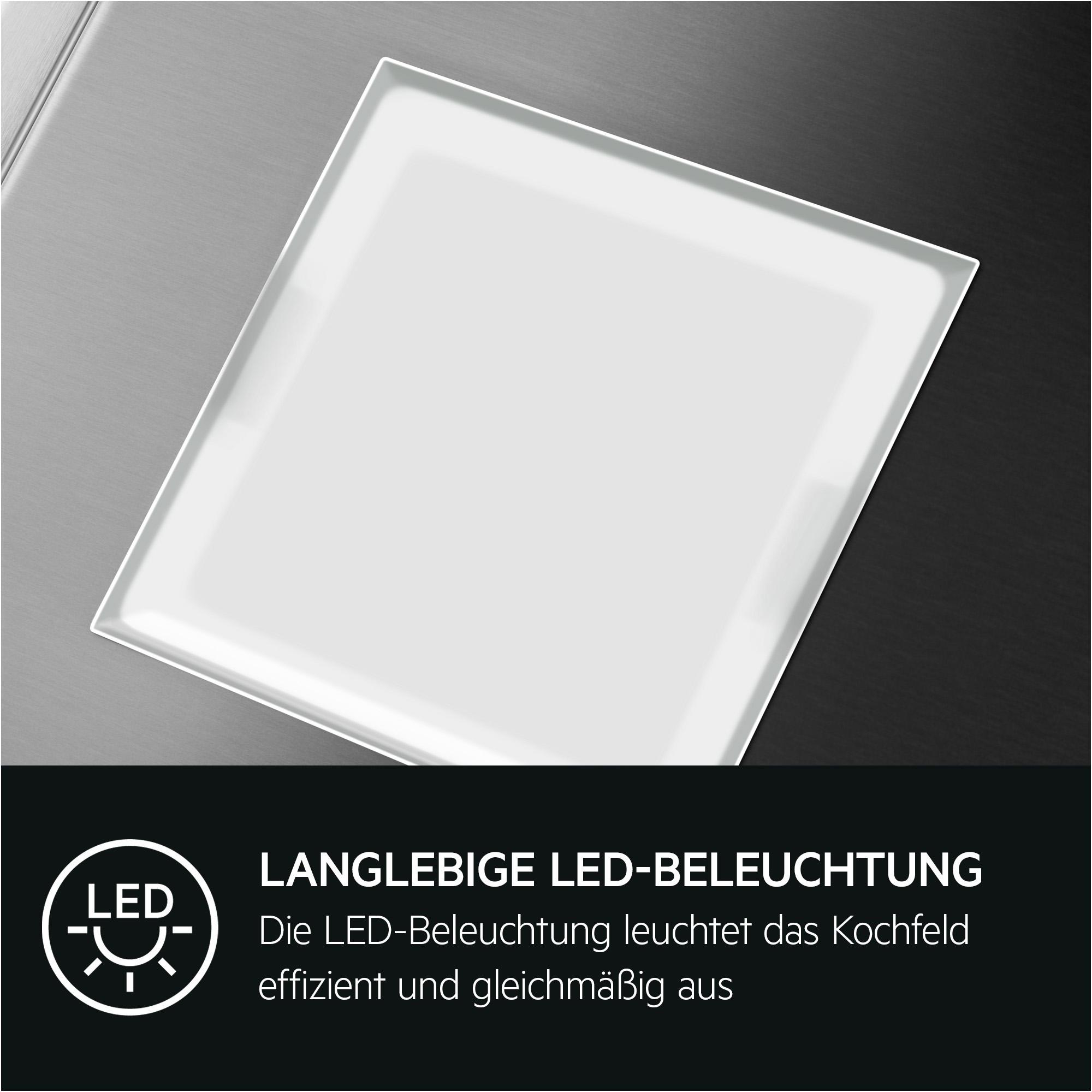 Ein Kochfeld mit LED-Beleuchtung, das effizient und gleichmäßig ausleuchtet.