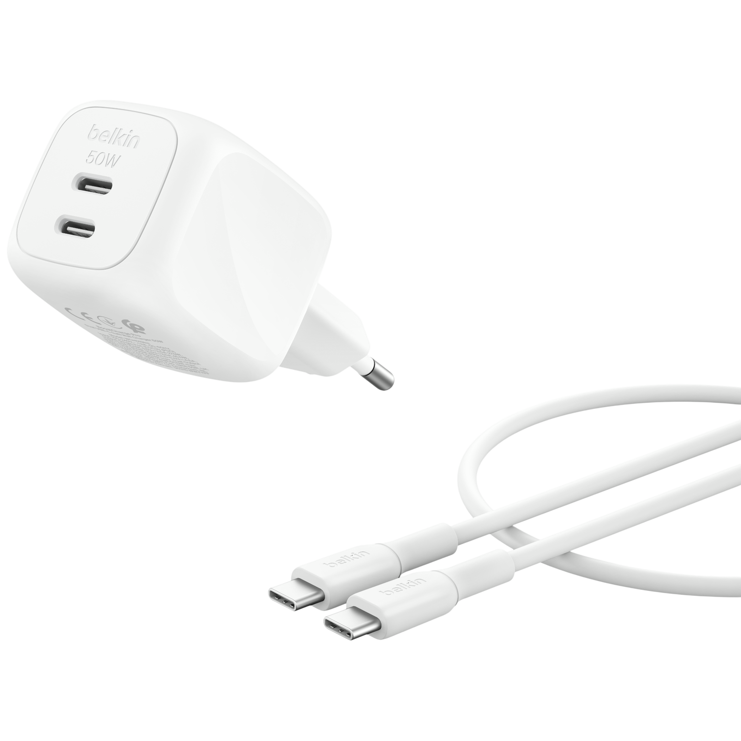 Belkin Boostcharge Pro Snellader 50w Dual Usb-c Met Kabel 1m
