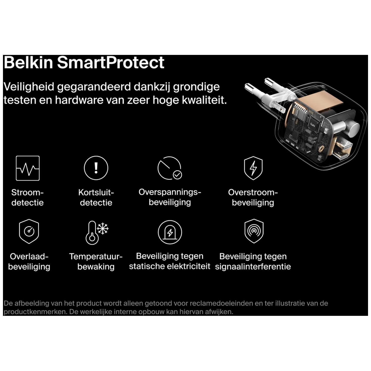 Belkin SmartProtect: Current, short-circuit, overload, and surge protection.