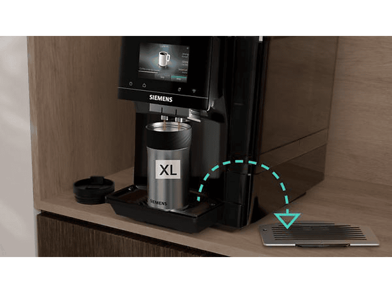 Siemens TP723E09 Kaffeevollautomat (Klavierlack schwarz, ceramDrive - Keramikmahlwerk, 19 bar, Milchschlauch) — Foto 4 von 5