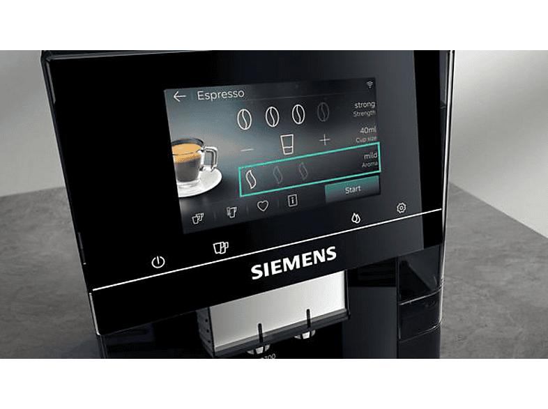 Siemens TP723E09 Kaffeevollautomat (Klavierlack schwarz, ceramDrive - Keramikmahlwerk, 19 bar, Milchschlauch) — Foto 5 von 5