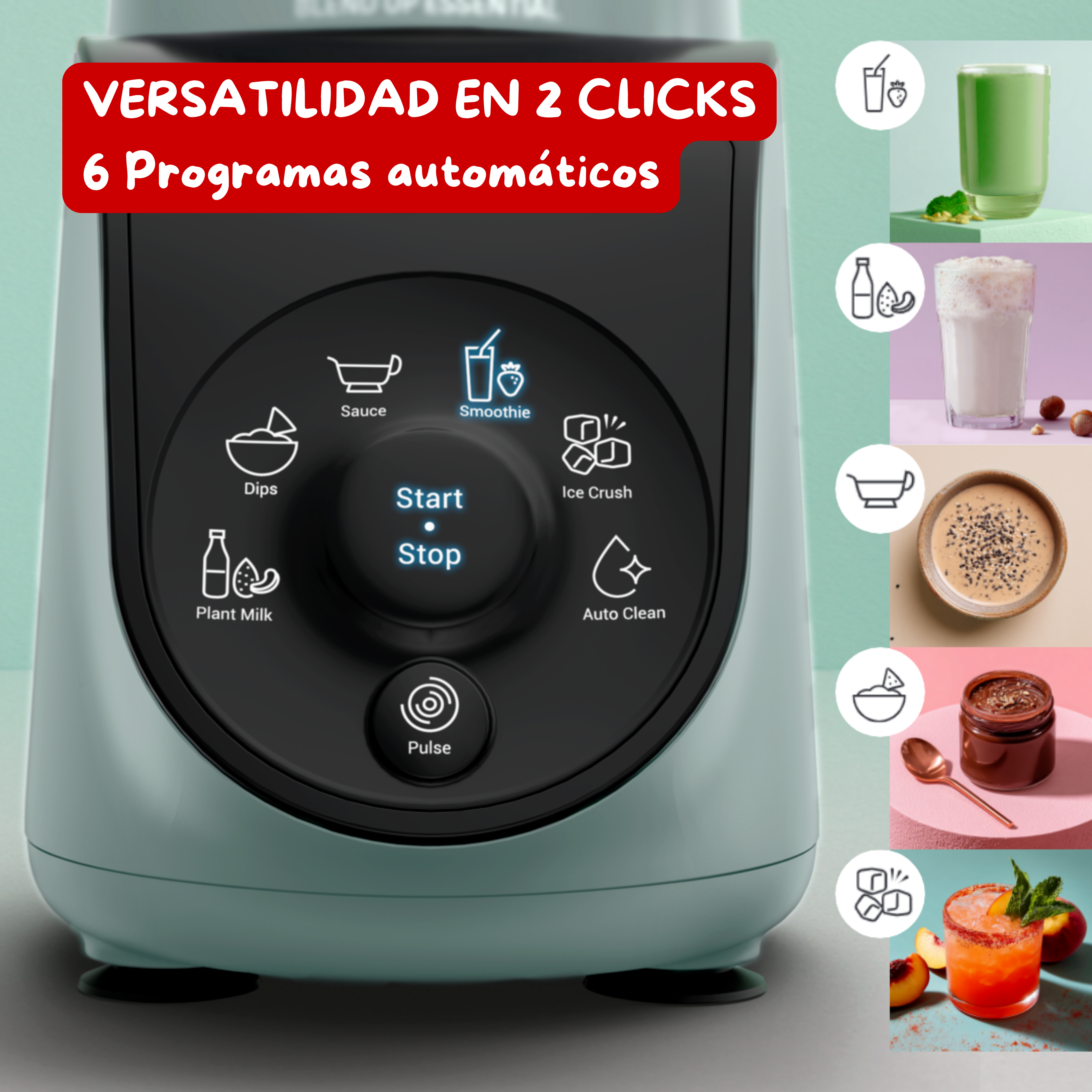 Versatilidad en dos clicks. 6 programas automaticos.