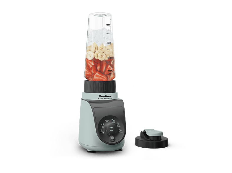 Batidora de vaso - Moulinex Blend Up Essential LM1E04, 800 W, 6 Programas, Botella hermética, 700 ml, Cuchillas Powelix, Compacta, Eucalipto