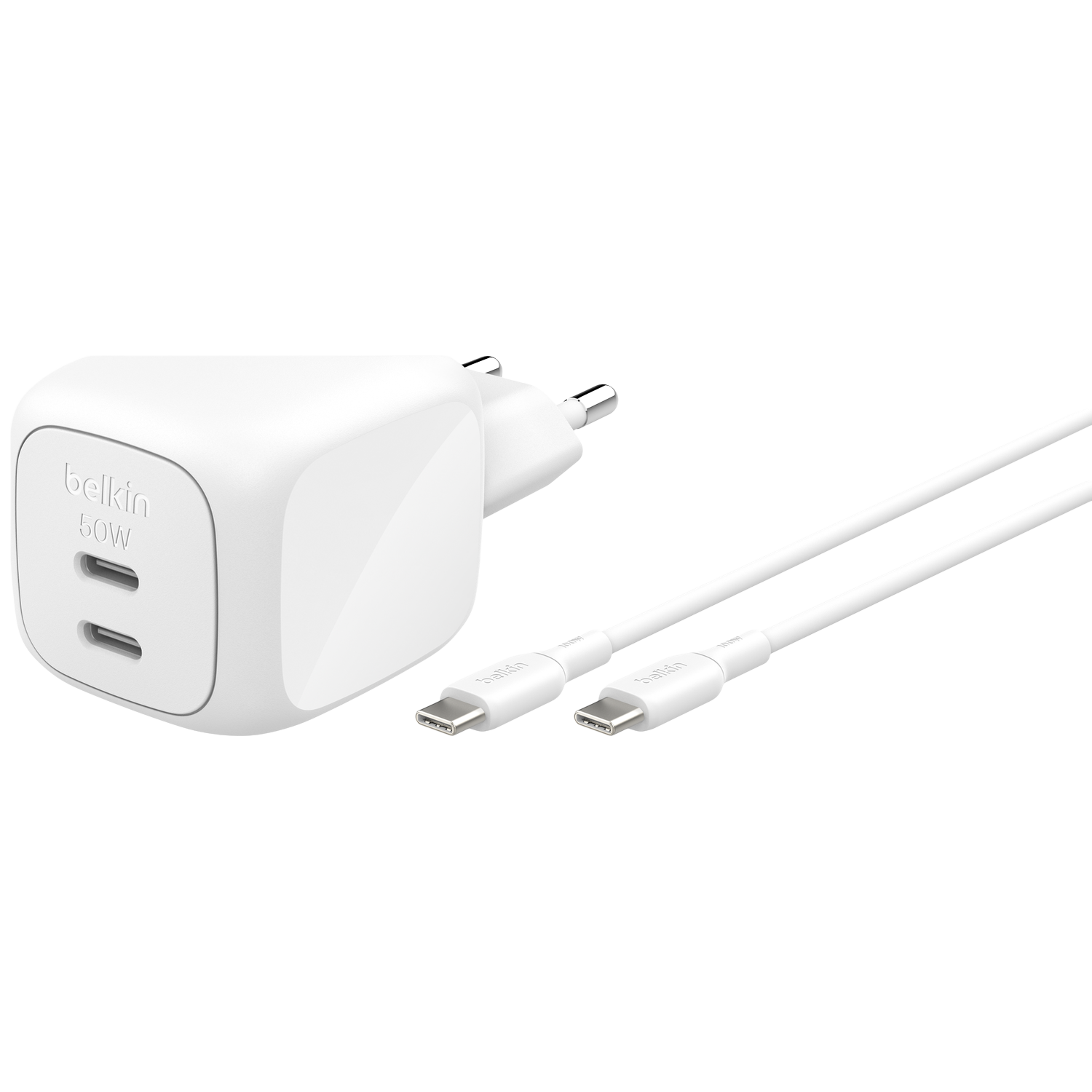 Belkin Boostcharge Pro Snellader 50w Met 2 Usb-c-poorten En Power Delivery - Wit