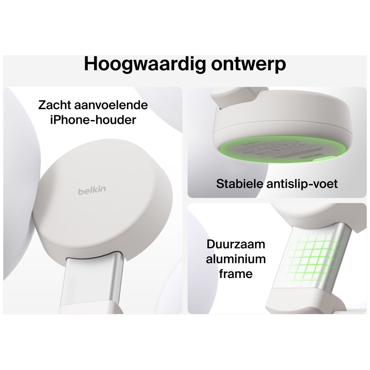 Premium design: Soft iPhone holder, stable non-slip base, durable aluminum frame.