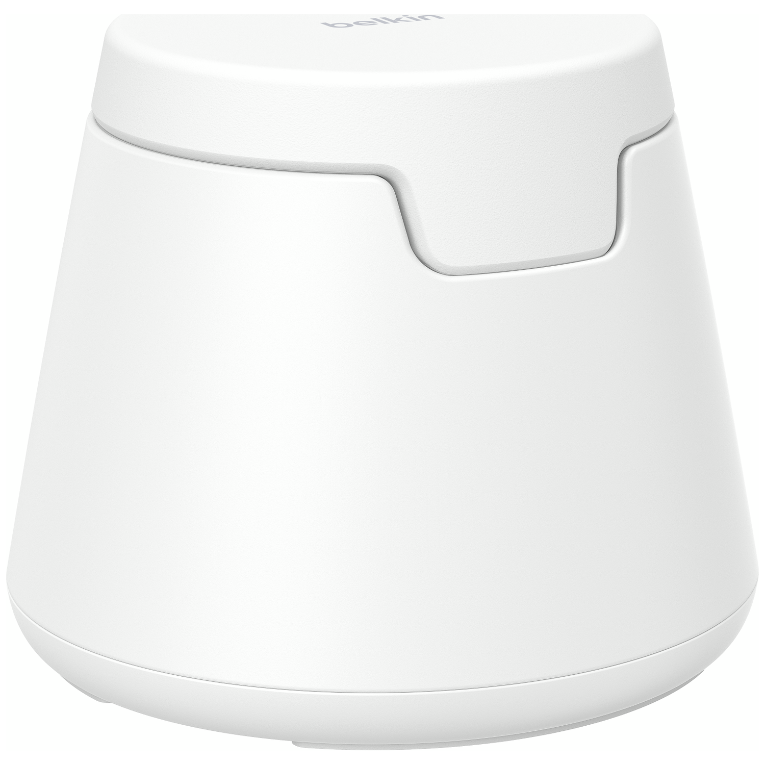 A white, conical device with a top section resembling a lid.