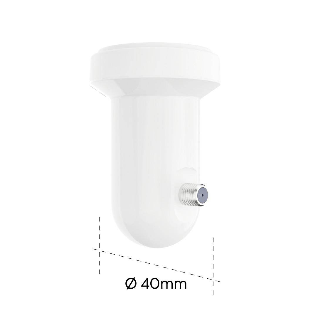 Weiße Satelliten-LNB-Abdeckung mit 40mm Durchmesser und Anschluss.