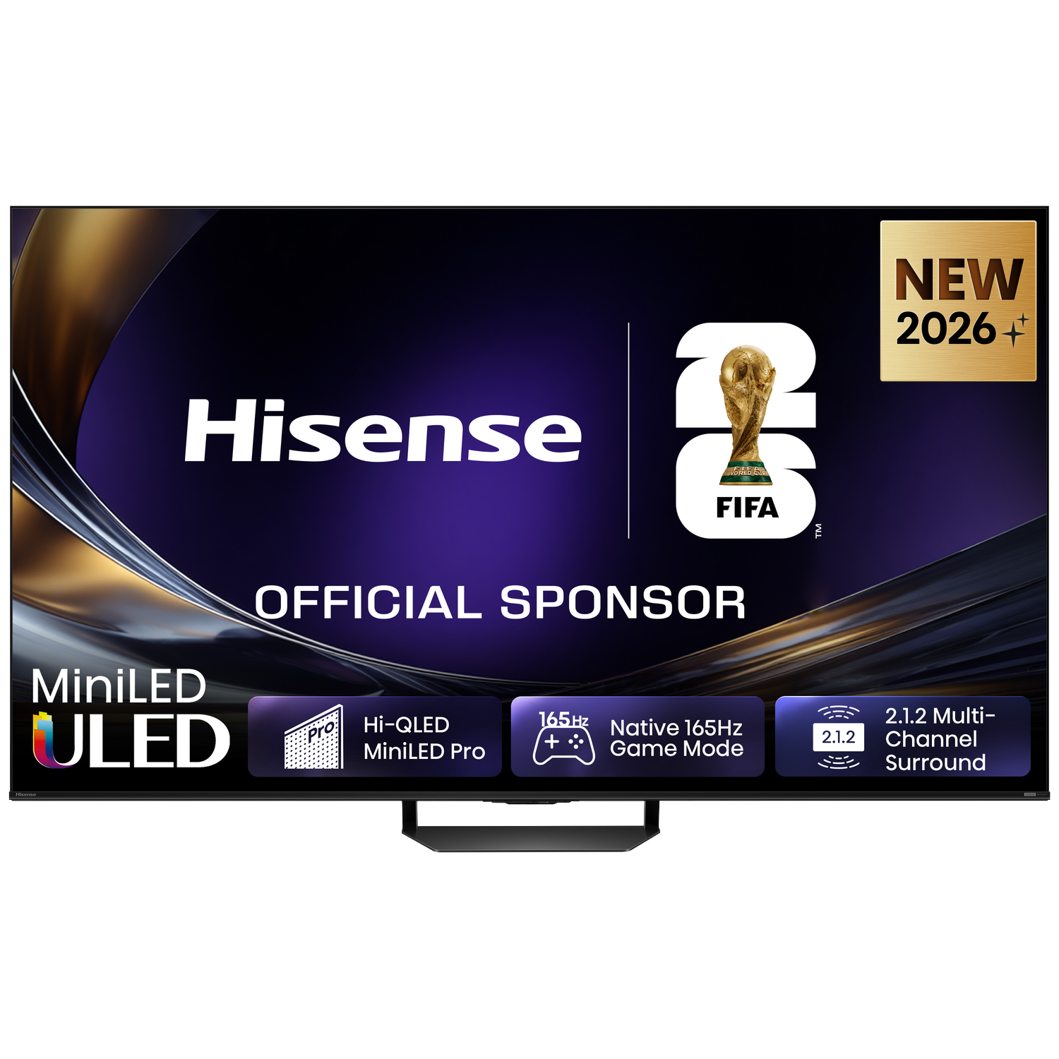 Hisense MiniLED ULED TV, sponsor WK 2026, met gamemode.