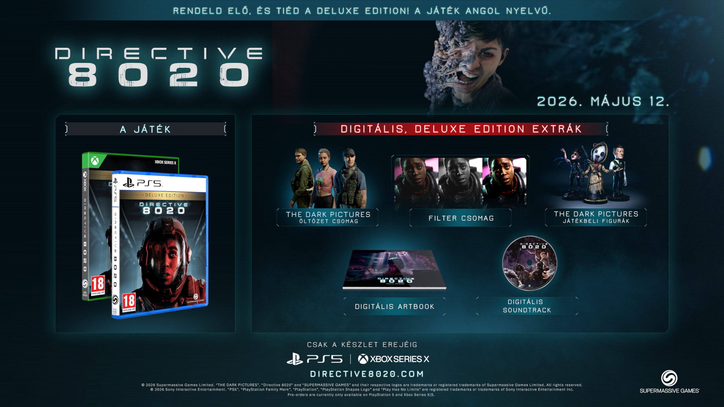 Játékkorongok PS5 és Xbox Series X számára, Deluxe Edition extrák: ruhák, szűrők, figurák, artbook, soundtrack.