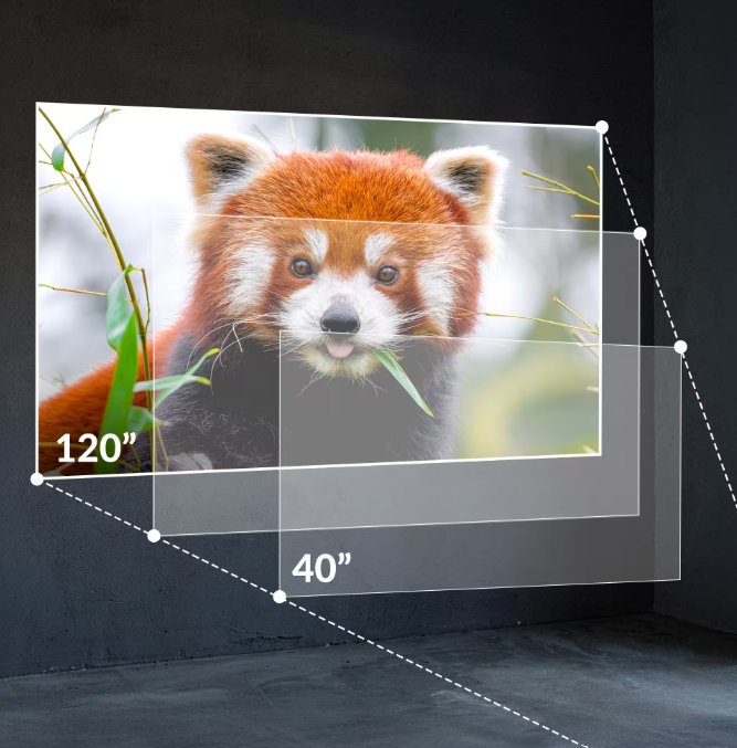 Ein roter Panda leckt seine Zunge, während er Bambus frisst, auf einer Leinwand.