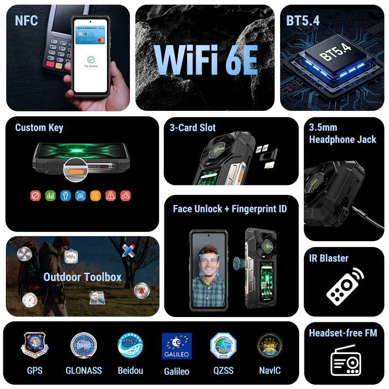 Telefon fizet NFC-n keresztül, BT5.4 chip, Wi-Fi 6E.