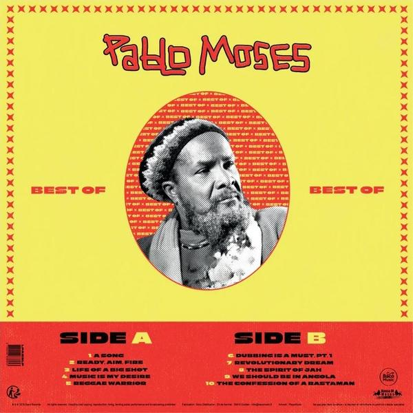 Pablo Moses Albumcover mit Porträt, Songliste, gelbem Hintergrund und roten Akzenten.