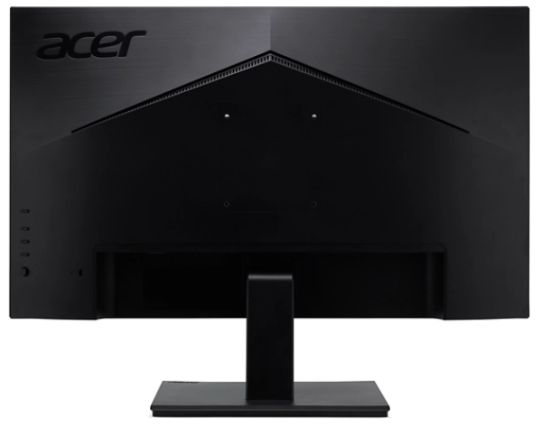 Egy fekete Acer monitor hátulja, ezüst logóval és szellőzőrésekkel.