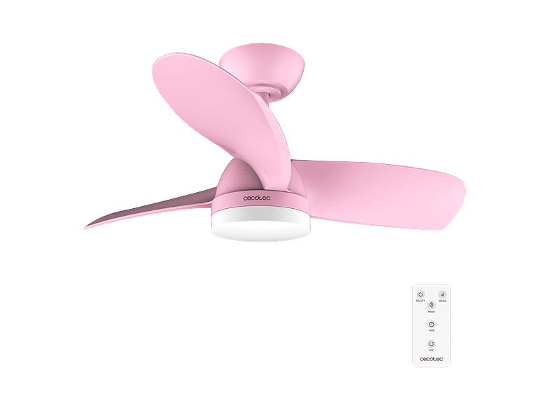 Ventilador de techo - Cecotec EnergySilence Aero 3050 Pink, Motor DC 35 W, luz LED 22 W (3 tonos), Mando, 6 velocidades, Temporizador, 3 aspas, Rosa