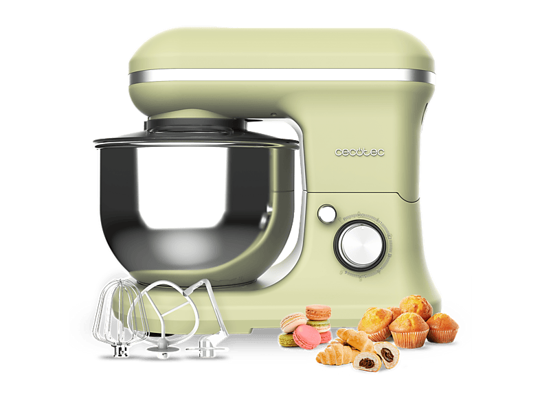 MediaMarkt Cecotec Robot De Cocina, Cecomixer Merengue 1200, Batidora Amasadora, 1200 W, 5 L, 6 Velocidades, Funciones, Diseño Vintage, Verde