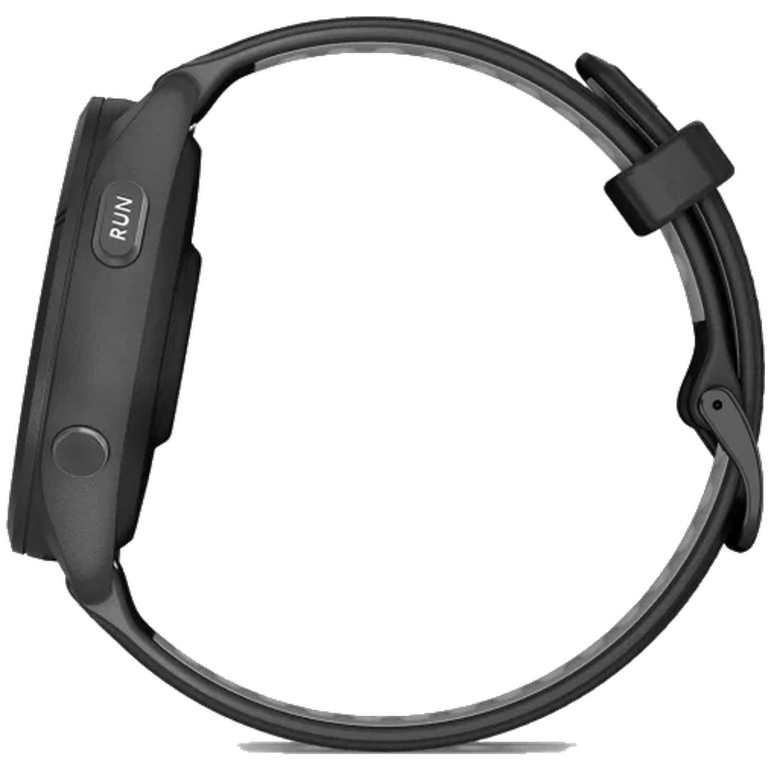 Black smartwatch in profile with a 