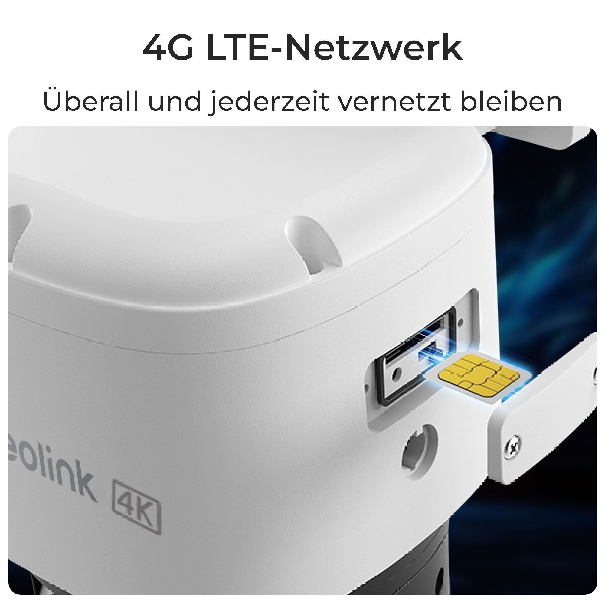 Eine SIM-Karte wird in einen USB-Anschluss eines weißen Geräts eingeführt.