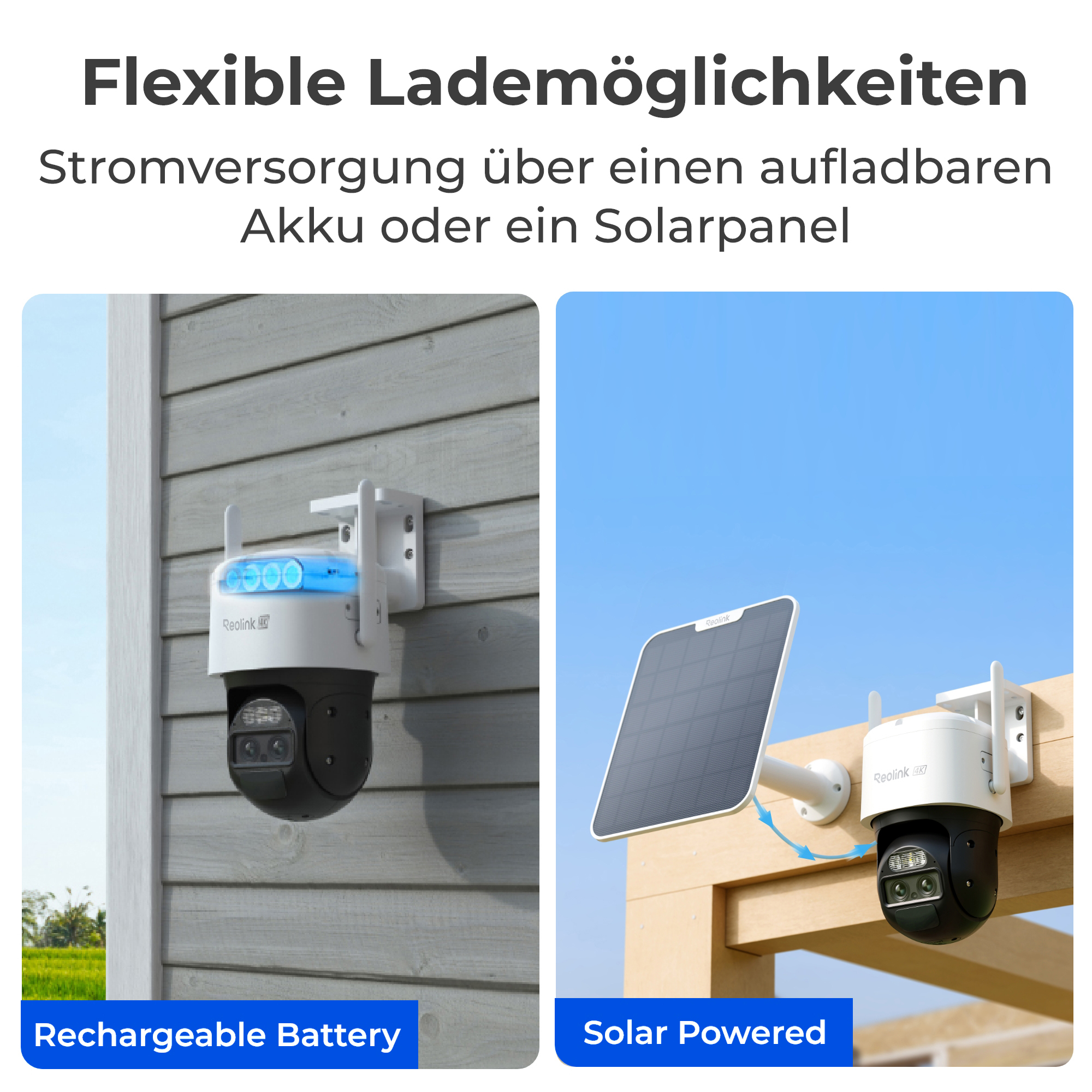 Überwachungskameras mit Akku- oder Solarstromversorgung.
