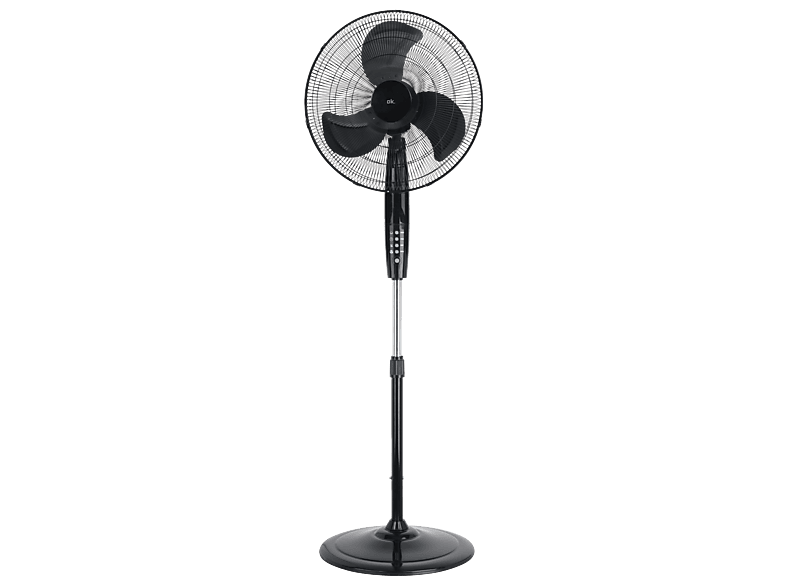 Ventilador de pie - ok. OSF 501526 B ES, 150 W, 3 Velocidades, Aspas, Oscilación, Inclinación ajustable, Altura Temporizador, Negro
