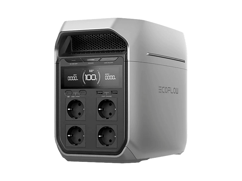 Estación de energía - EcoFlow Delta 3 Plus, 1024 Wh, USB-A, USB-C, DC5521, IP65, Plata