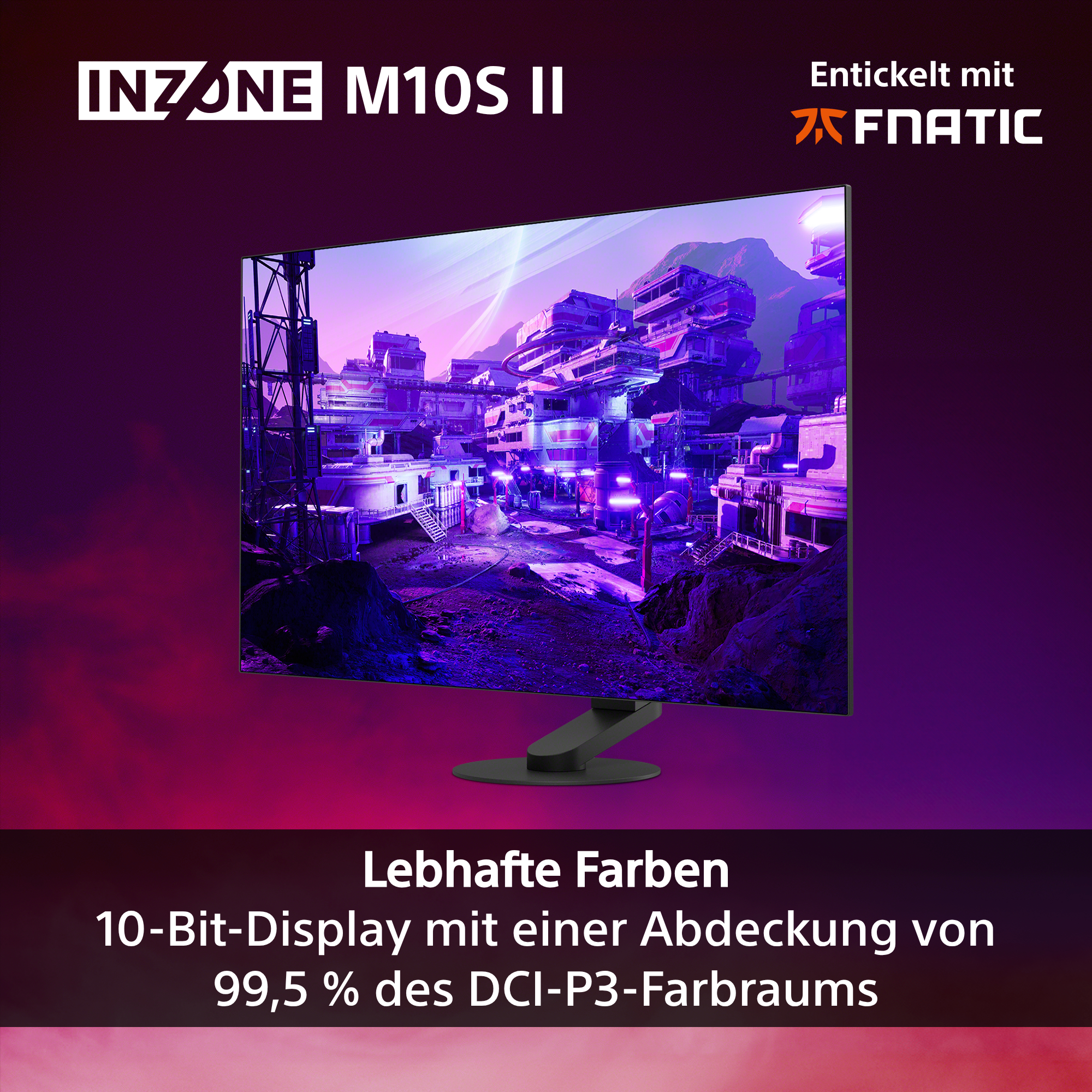 Ein Monitor mit einem futuristischen Spiel-Interface, entwickelt mit Fnatic.
