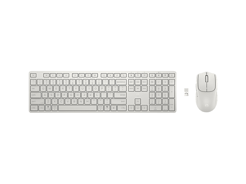 Pack Teclado + Ratón - HP 490C, Inalámbrico, Teclas programables, Multidispositivo, Bluetooth, Blanco