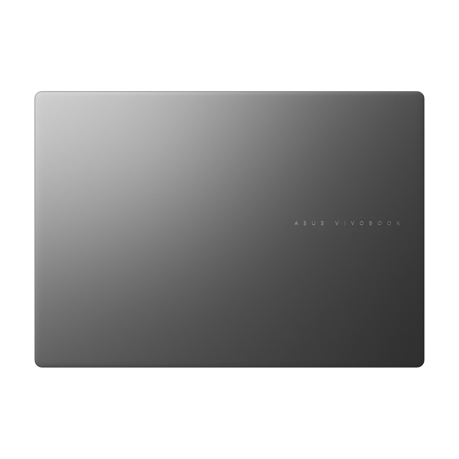 Laptop Asus Vivobook grigio chiuso con logo discreto sul retro.