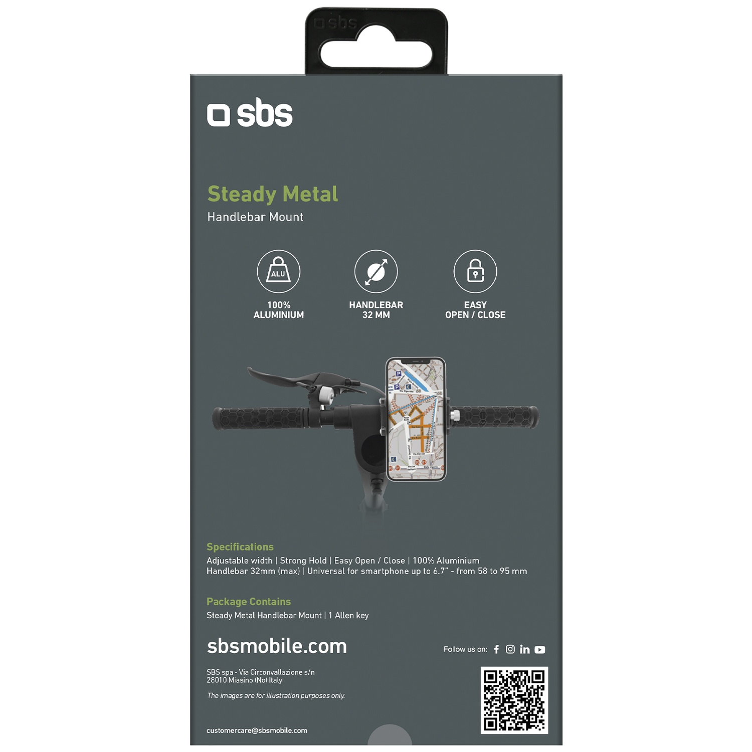 SBS Steady Metal stuurhouder voor scooter met telefoonhouder.