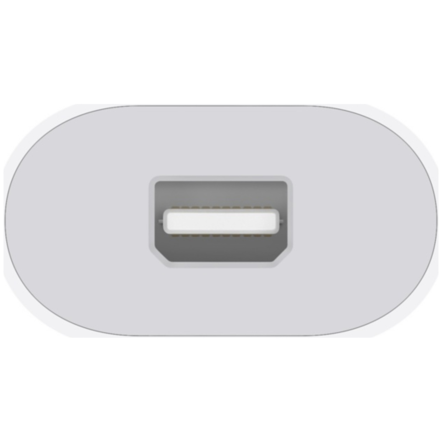 Een witte adapter met een rechthoekige poort in het midden.