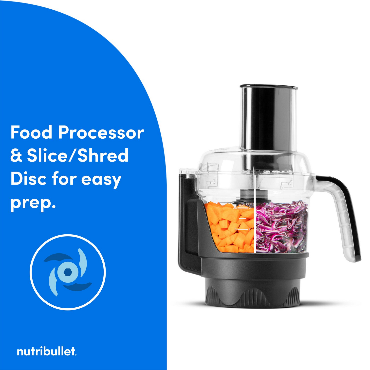 Food Processor & Slice/Shred Disc for easy prep. nutribullet